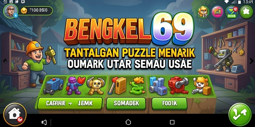 Gameplay seru dalam BENGKEL69, tantangan puzzle yang menyenangkan.