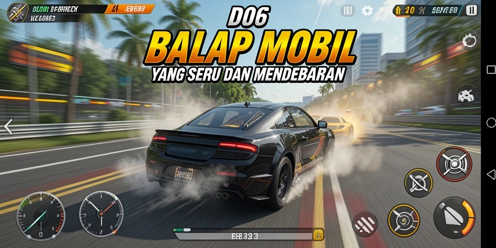 Tampilan gameplay D06 yang mendebarkan saat balapan.
