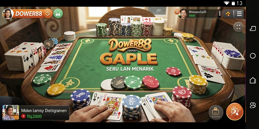 Tampilan screenshot DOWER88 yang menampilkan gameplay Gaple yang seru.