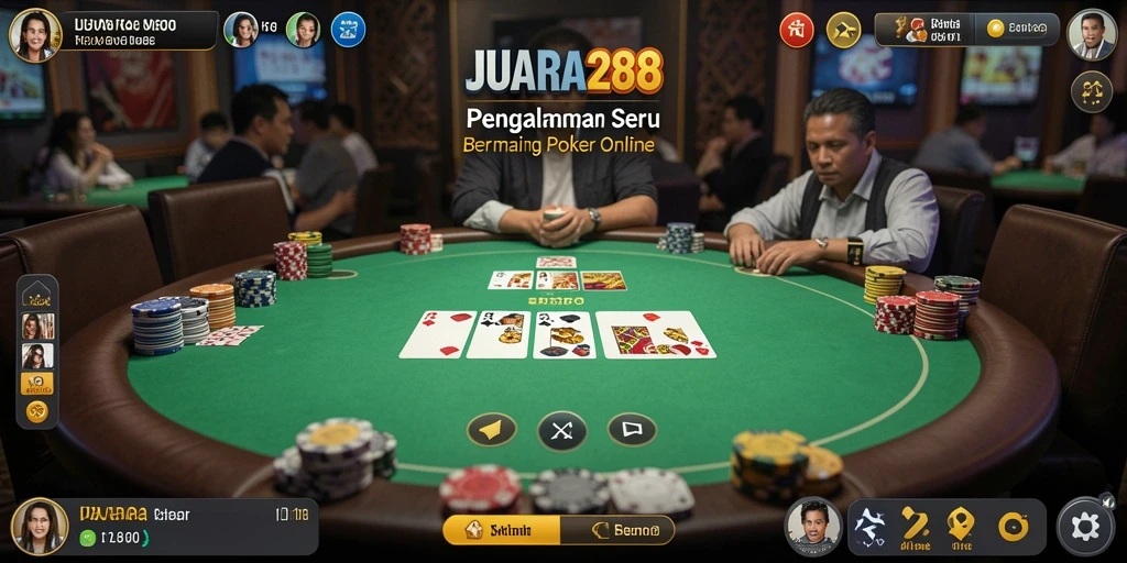 Tampilan gameplay Poker yang menegangkan di JUARA288.