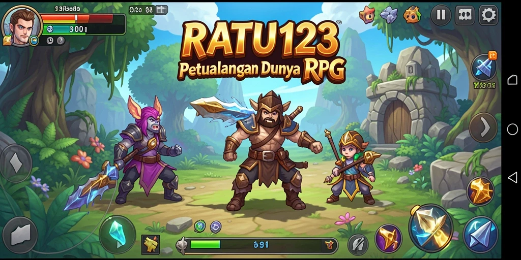 Screenshot utama RATU123 menunjukkan aksi seru dalam pertarungan RPG.