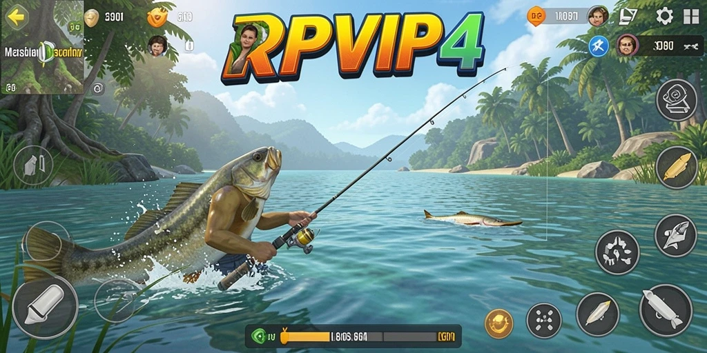 Tampilan gameplay RPVIP4 dengan suasana memancing yang menenangkan.