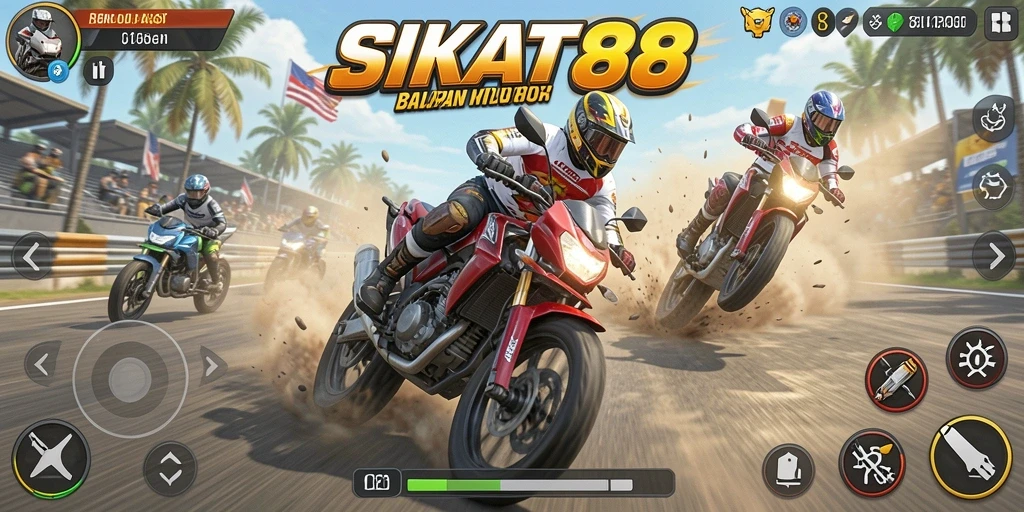 Tampilan gameplay seru balapan motor di SIKAT88.