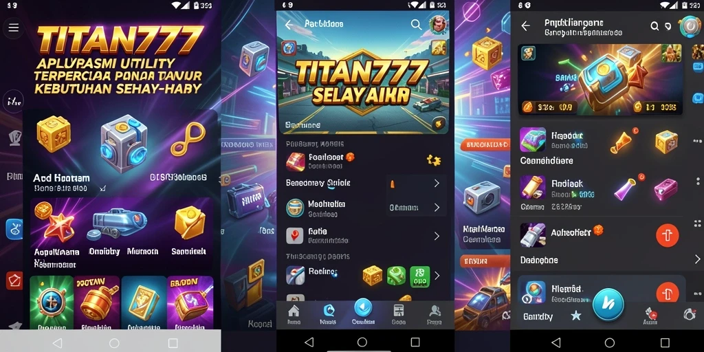 Tampilan antarmuka pengguna aplikasi TITAN777 yang sederhana dan fungsional.