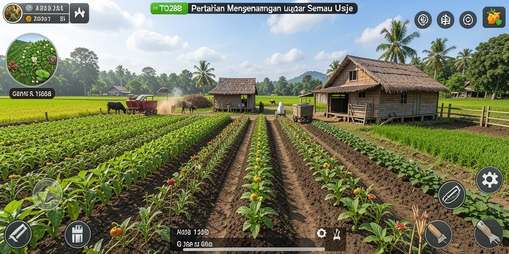 Tampilan screenshot action gameplay yang menarik di TO288 dengan aktivitas bertani.