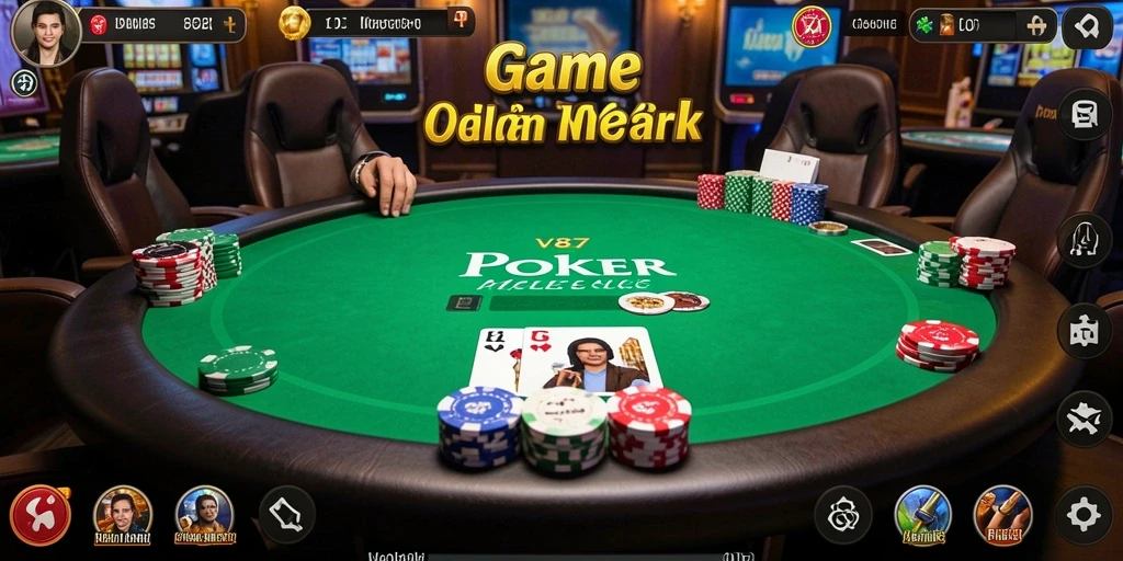 Tampilan gameplay Poker seru di V87 dengan pemain aktif.