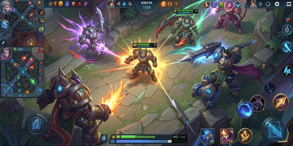 Tangkapan layar gameplay seru dari game MOBA WIN199.
