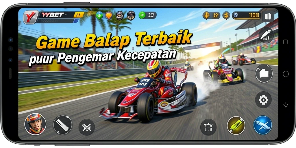 Screenshot gameplay YYBET menampilkan balapan mendebarkan dengan grafis yang menakjubkan.